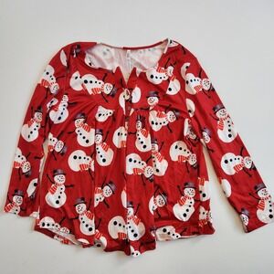 Womens Plus Size 18W Red Snowman ChristmHoliday Long Sleeve shirt Top NWT